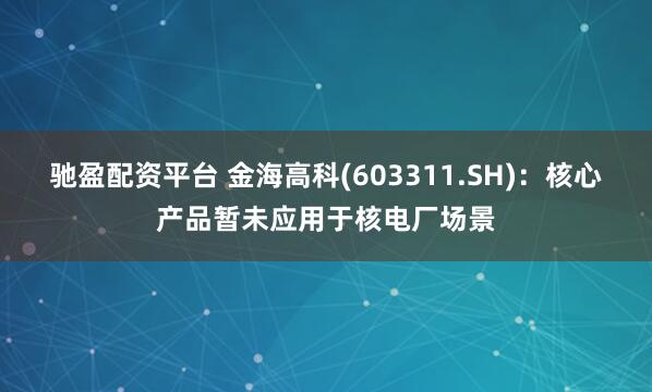 驰盈配资平台 金海高科(603311.SH)：核心产品暂未应用于核电厂场景