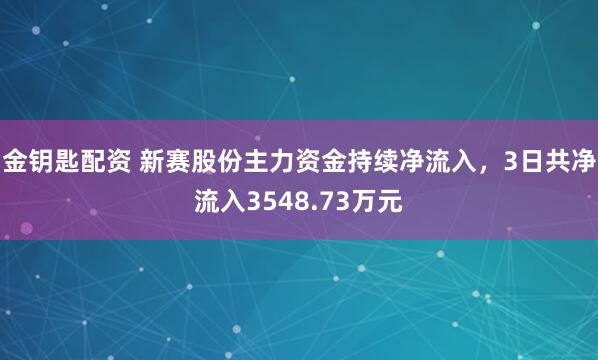 金钥匙配资 新赛股份主力资金持续净流入，3日共净流入3548.73万元